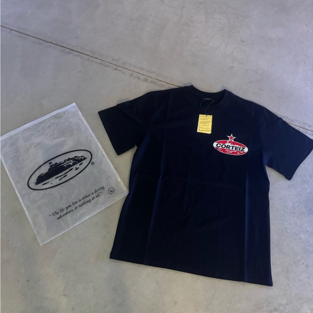 Corteiz Black & Red Logo Tee - Large